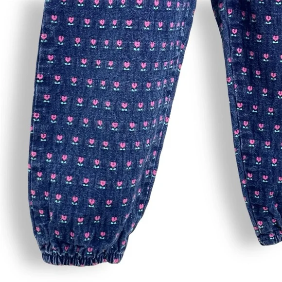 OshKosh B'Gosh Vintage Vestbak Overalls Floral Denim Blue Size 3T Union Made USA - Picture 6 of 11